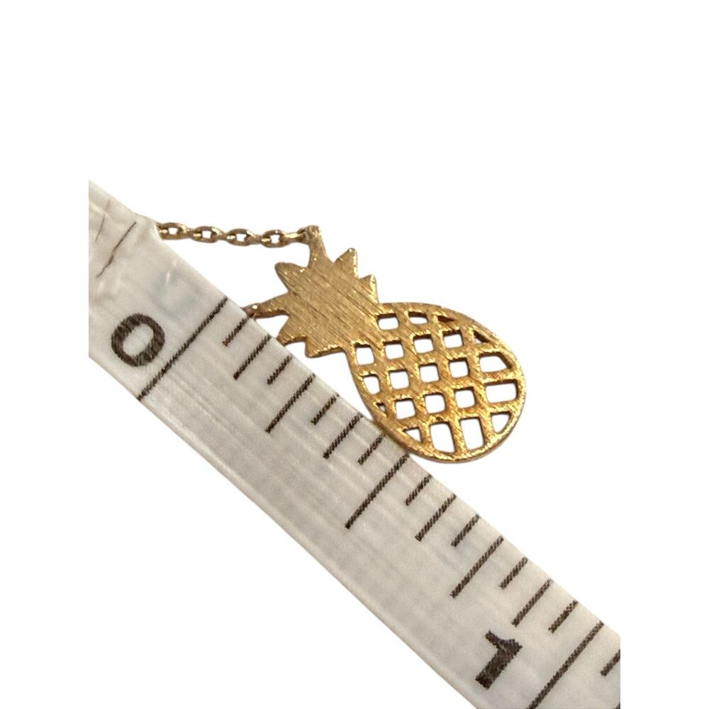 Gold Tone Pineapple Necklace 16" Flat Lobster Clasp Chain - Picture 5 of 6